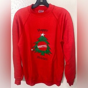 1992 Christmas tree sweatshirt crewneck pullover Mattel red sz L